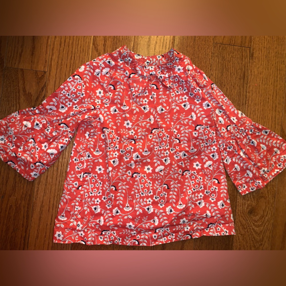 Janie and Jack Red and White Floral Blouse